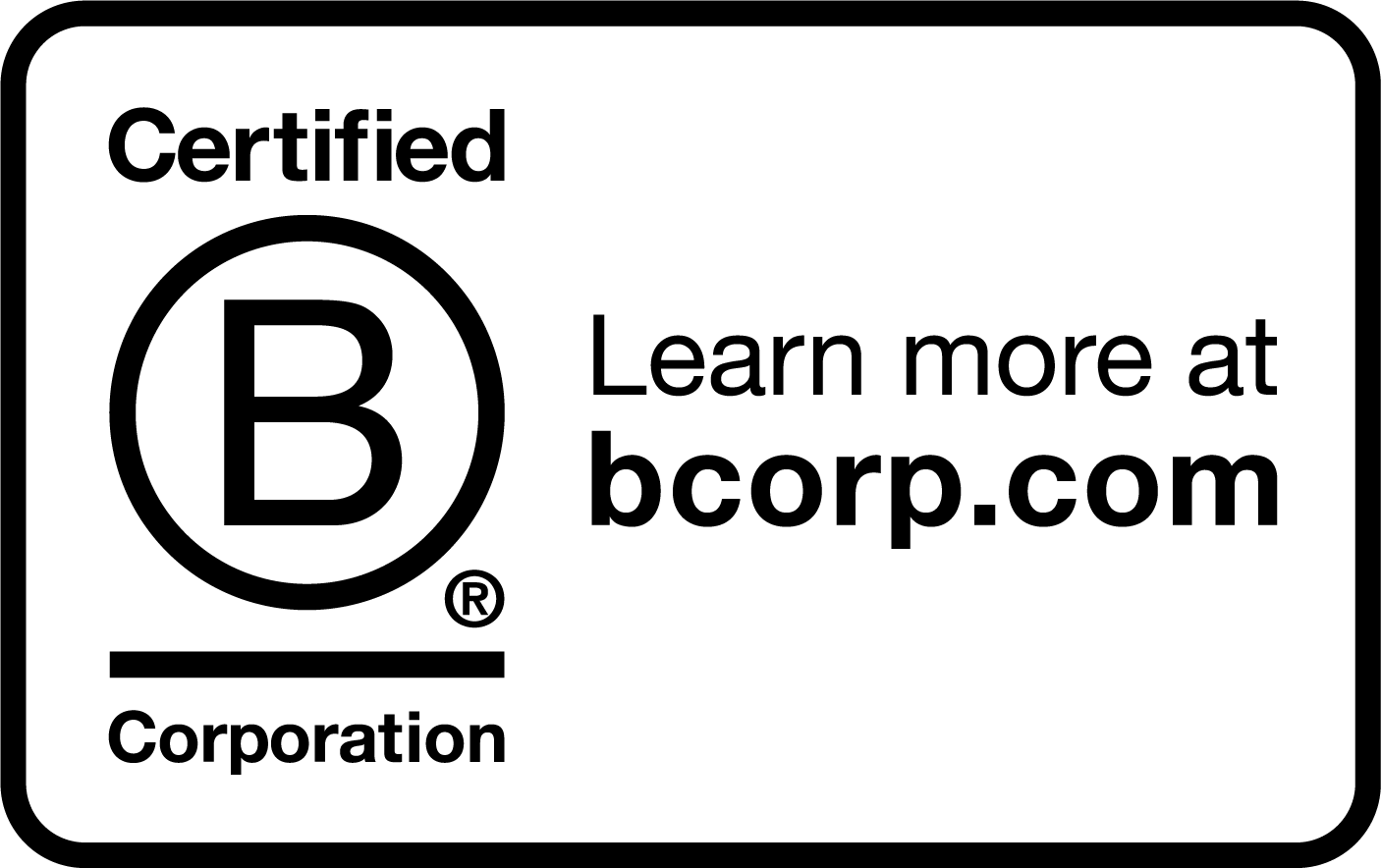 Certified B Corp logo. Learn more at BCorp.com