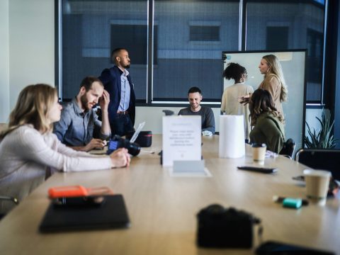 Business group discussion in a meeting room