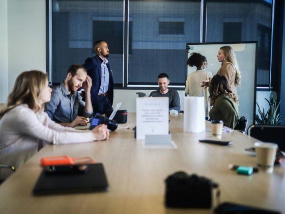 Business group discussion in a meeting room